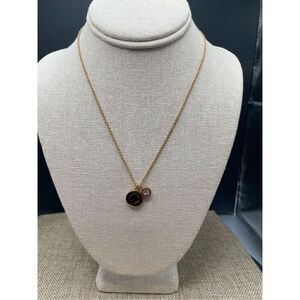 Kate Spade Spot The Spade Diamond Hardware Necklace Black Gold Tone